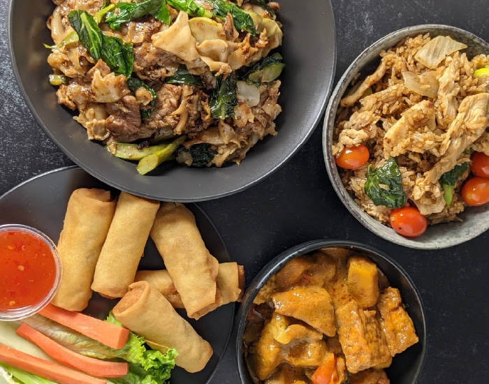 Array of different Asian dishes.